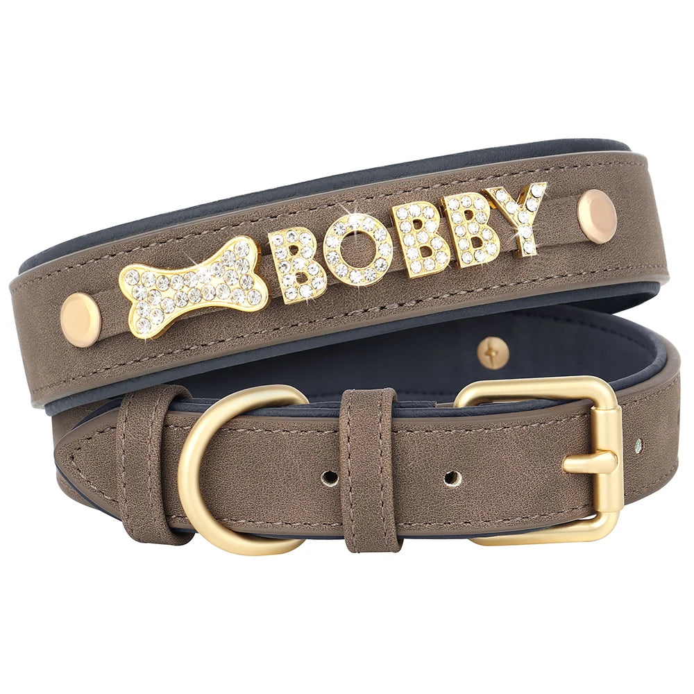 Collier en cuir personnalisé pour chien – Nom gravé gratuit