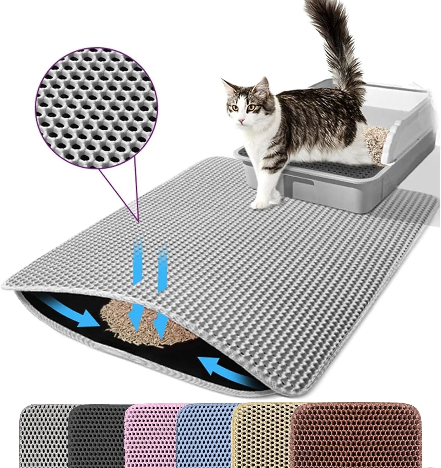 Tapis de Litière Double Couche pour Chat – Imperméable, Antidérapant et Facile à Nettoyer