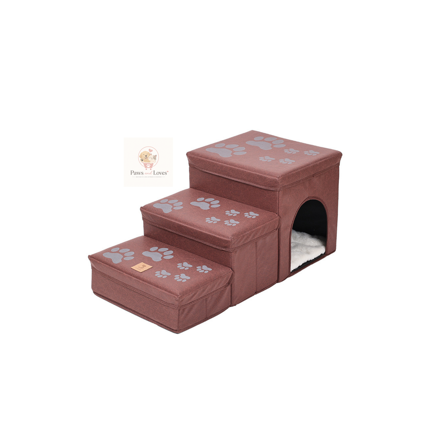 PawLoft – Niche Multifonction pour Chat avec Escalier pour Chien, Lit Surélevé et Espace de Repos