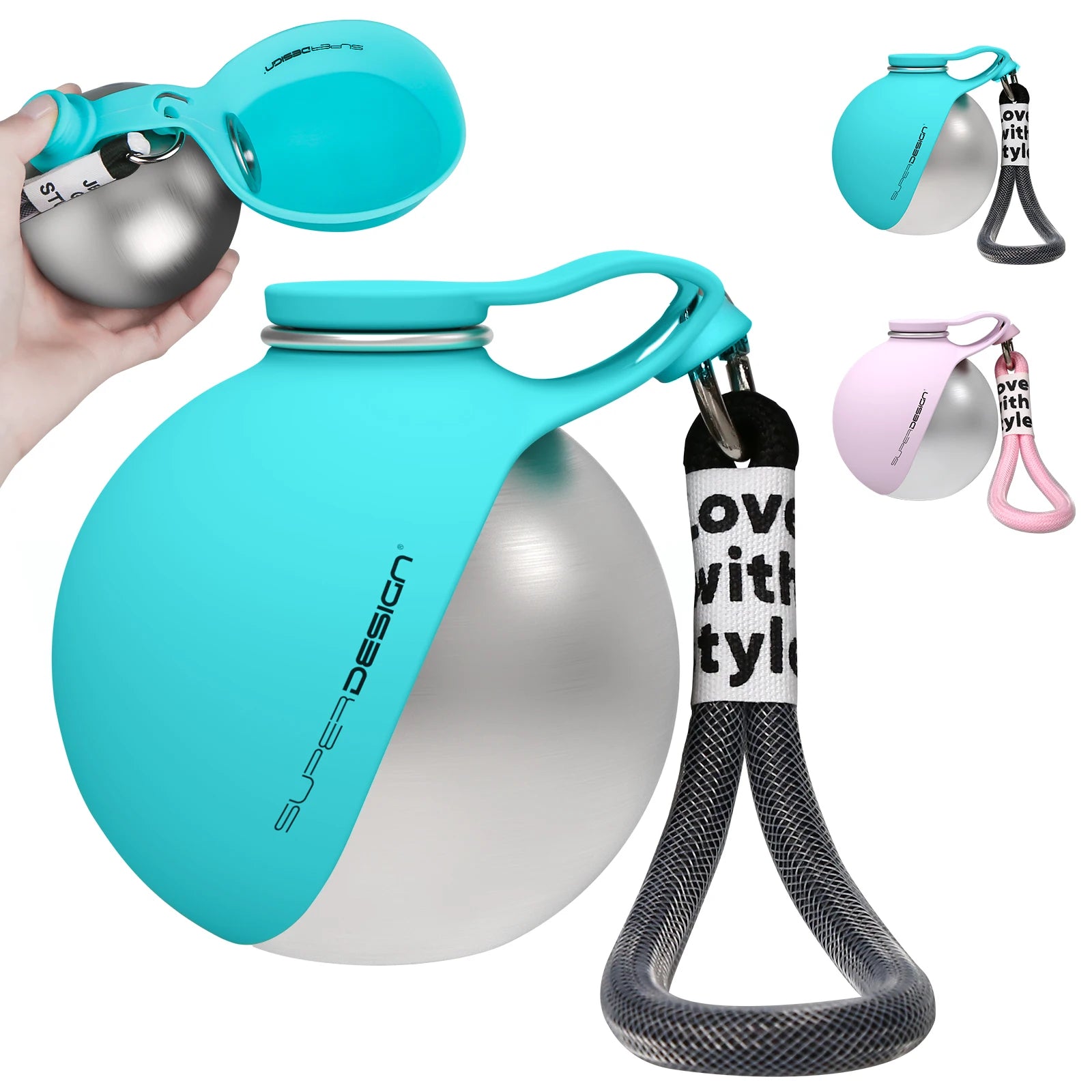 Paws & Loves™ AquaGo – Bouteille d'eau portable 2-en-1 pour chien