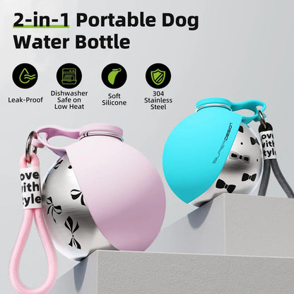 Paws & Loves™ AquaGo – Bouteille d'eau portable 2-en-1 pour chien