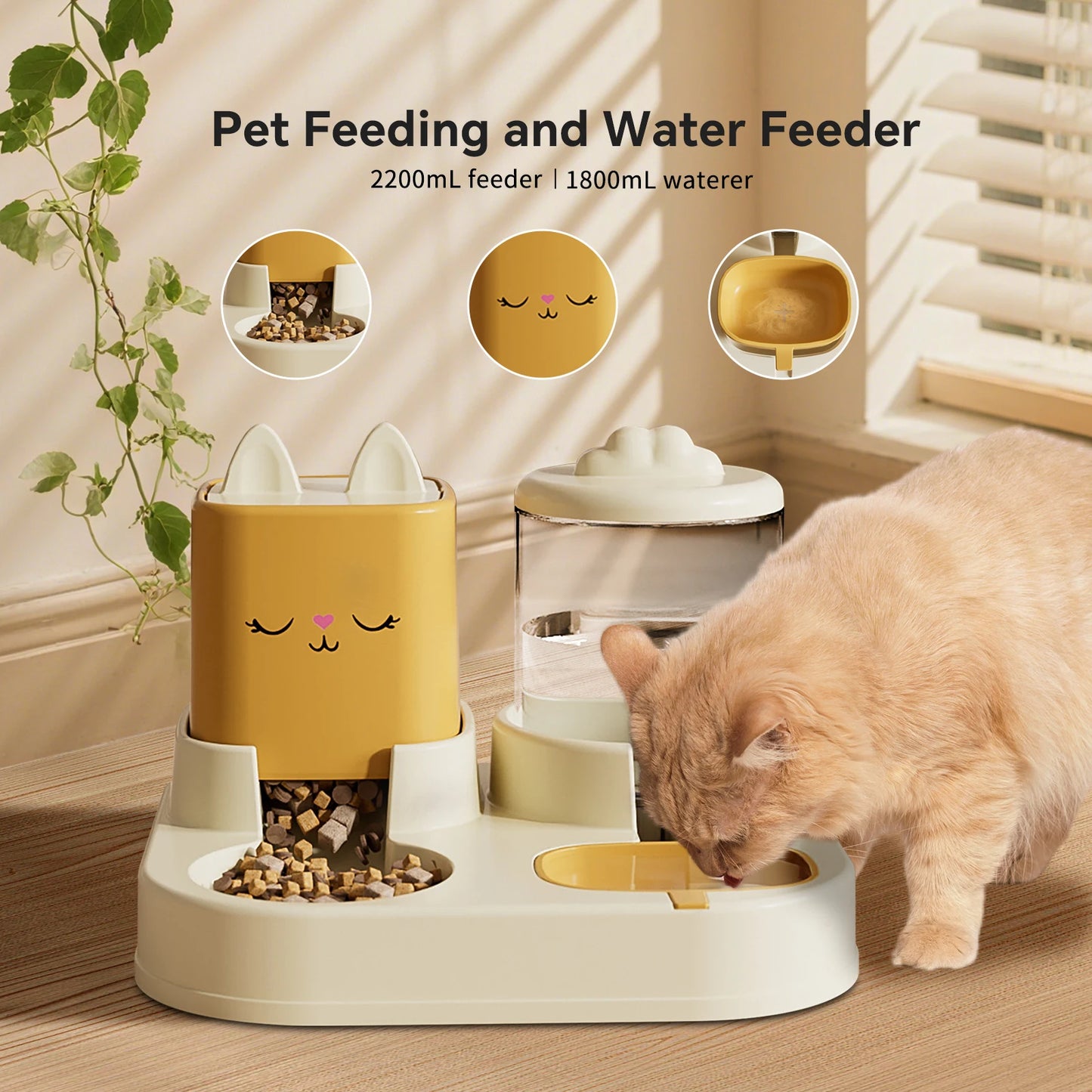 Gamelle Double Automatique pour Chien et Chat – Design Tête de Chat