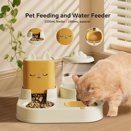 Gamelle Double Automatique pour Chien et Chat – Design Tête de Chat