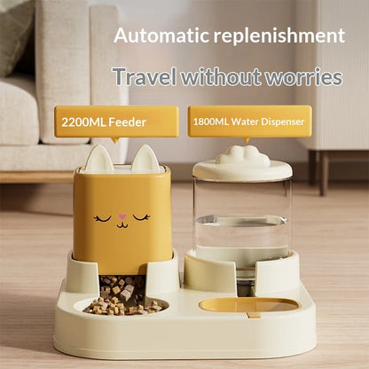 Gamelle Double Automatique pour Chien et Chat – Design Tête de Chat