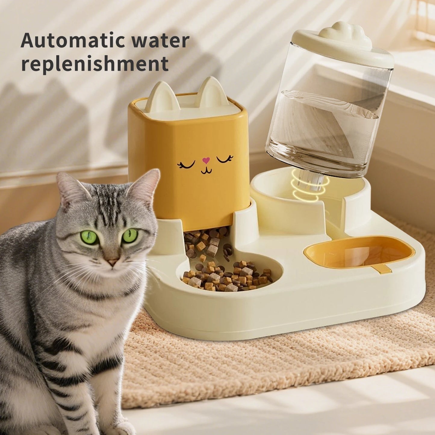 Gamelle Double Automatique pour Chien et Chat – Design Tête de Chat