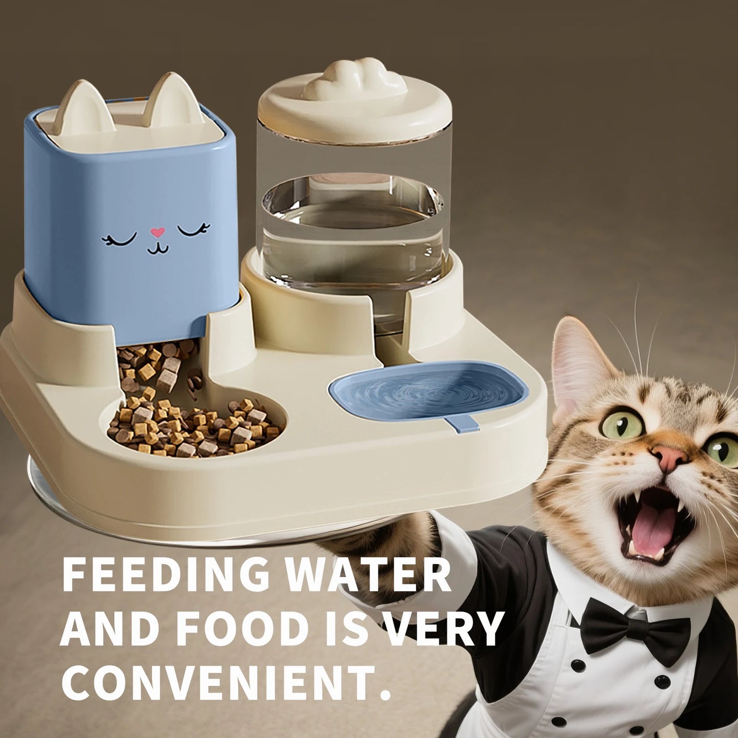 Gamelle Double Automatique pour Chien et Chat – Design Tête de Chat