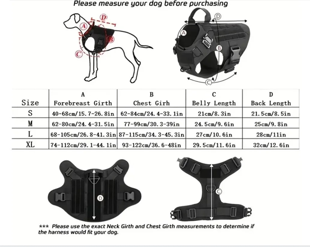 GuardianPaw – Harnais Tactique en Nylon Résistant avec Laisse Nylon 1000D