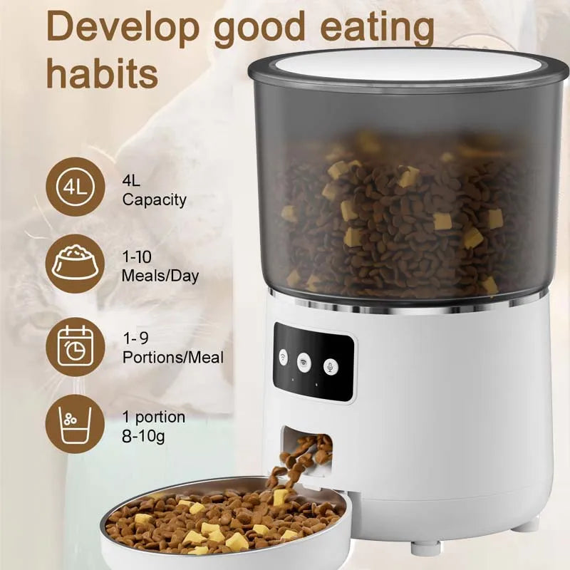 SmartFeed Pro™ – Distributeur Automatique WiFi 4L pour Chats et Chiens avec Caméra HD, Audio Bidirectionnel et Contrôle à Distance