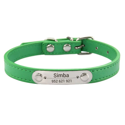 Collier de chien personnalisé avec nom sculpté, ID, Anti-perte, solide, en cuir PU, pour petits, moyens et grands chiens, chiot, chat