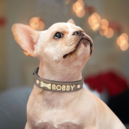 Collier en cuir personnalisé pour chien – Nom gravé gratuit
