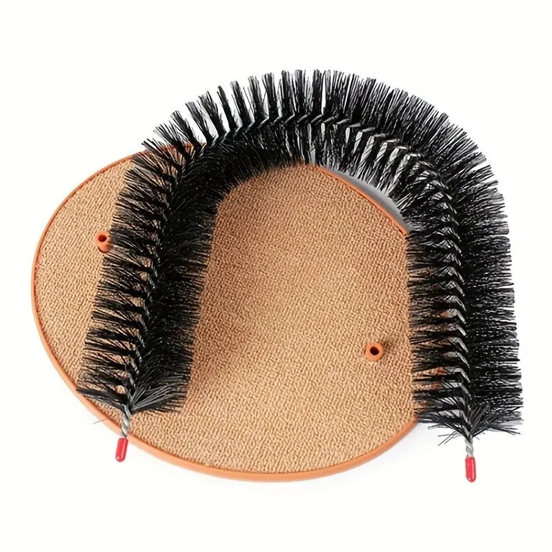 Jouet de toilettage auto-grooming pour chat avec arche de massage et tapis à gratter
