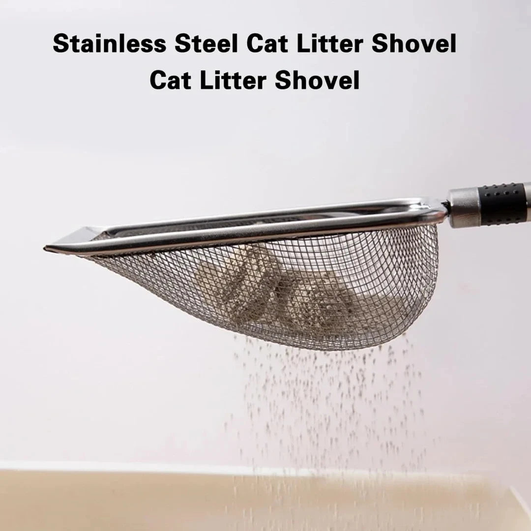 Pelle à litière pour chat en acier inoxydable