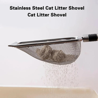 Pelle à litière pour chat en acier inoxydable