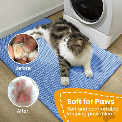Tapis de Litière Double Couche pour Chat – Imperméable, Antidérapant et Facile à Nettoyer