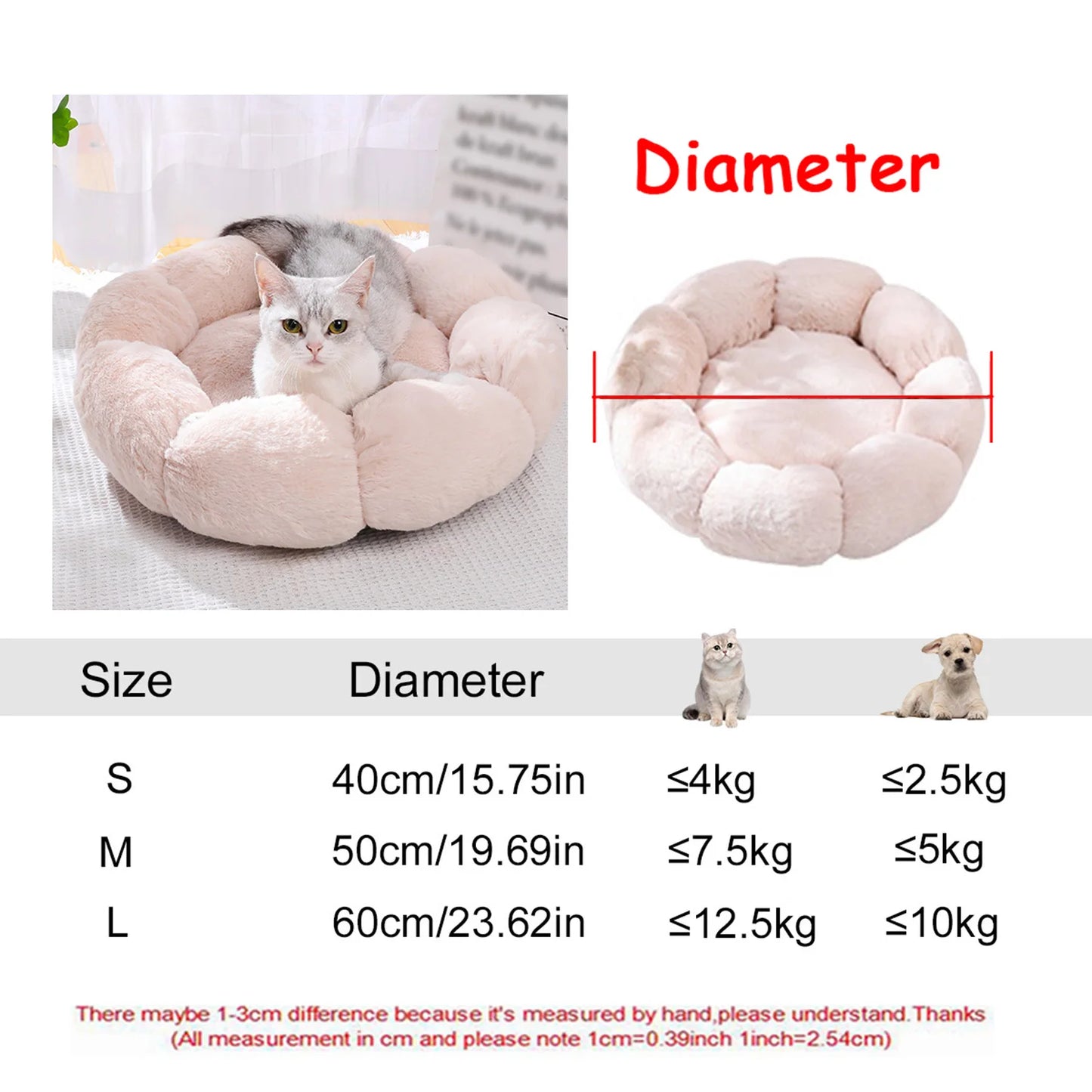 Lit Rond Ultra Doux pour Chien et Chat – Coussin Moelleux et Chaleureux