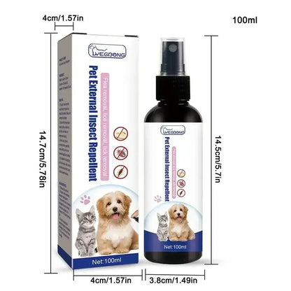 Vaporisateur anti-tiques pour chiens et chats, contrôle des tiques, bouteille de 100ml, animaux de compagnie et usage domestique