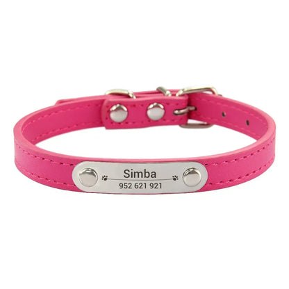 Collier de chien personnalisé avec nom sculpté, ID, Anti-perte, solide, en cuir PU, pour petits, moyens et grands chiens, chiot, chat