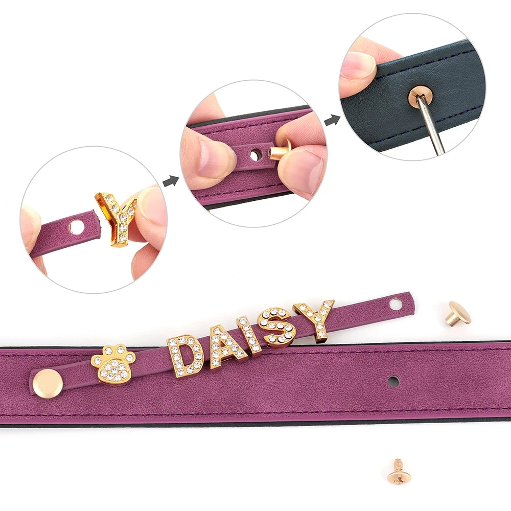 Collier en cuir personnalisé pour chien – Nom gravé gratuit