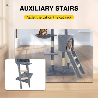 Paws & Loves™ CatCastle Pro – Arbre à Chat 140 cm avec Griffoirs, Plateformes et Centre d’Activités