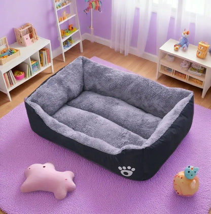 Lit moelleux noir pour chien – Coussin de couchage antidérapant et résistant aux morsures