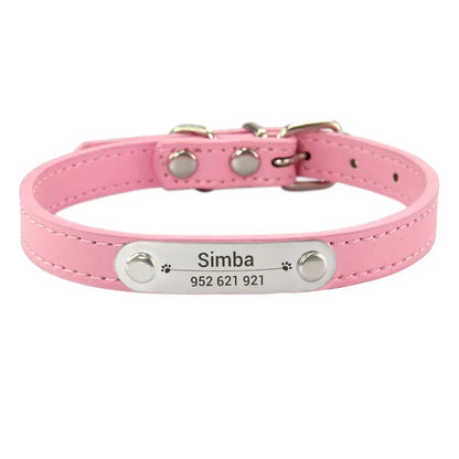 Collier de chien personnalisé avec nom sculpté, ID, Anti-perte, solide, en cuir PU, pour petits, moyens et grands chiens, chiot, chat