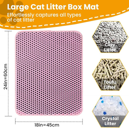 Tapis de Litière Double Couche pour Chat – Imperméable, Antidérapant et Facile à Nettoyer
