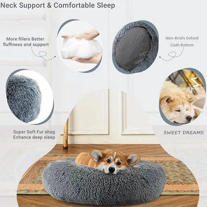 Lit Rond Ultra Doux pour Chien et Chat – Coussin Moelleux et Chaleureux