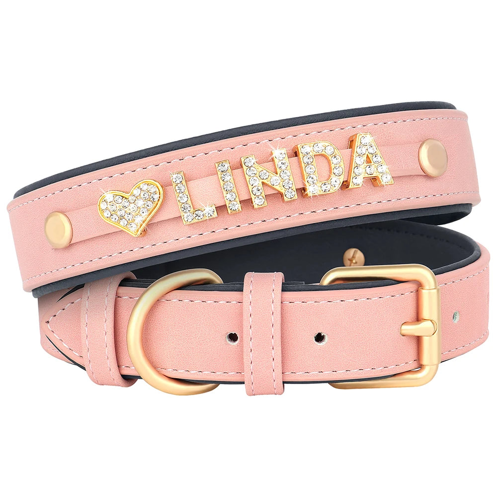 Collier en cuir personnalisé pour chien – Nom gravé gratuit