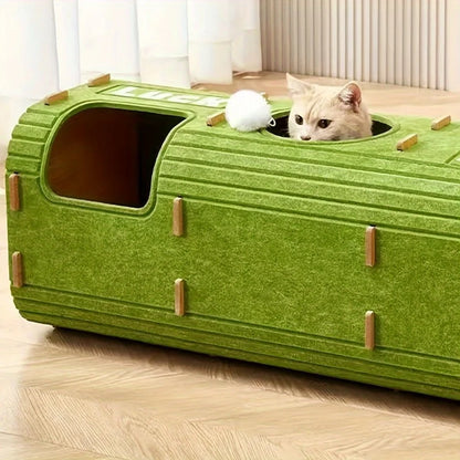 Arbre à chat 3D en forme d'arbre avec condo spacieux, griffoirs et jouets suspendus