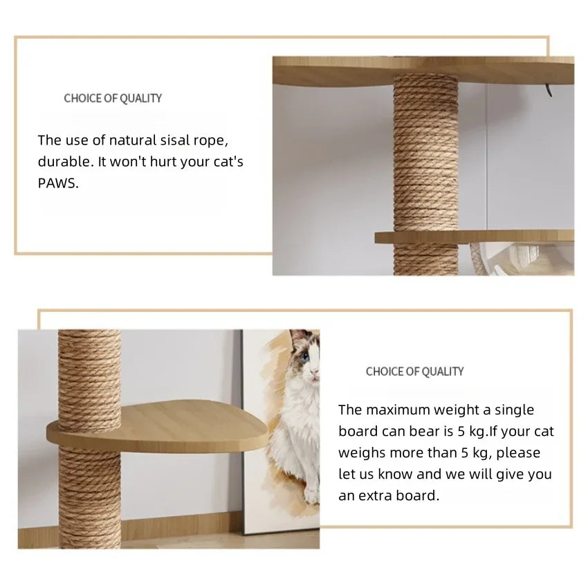 Arbre à chat ajustable du sol au plafond avec condo multi-niveaux, griffoir et hamac, best seller