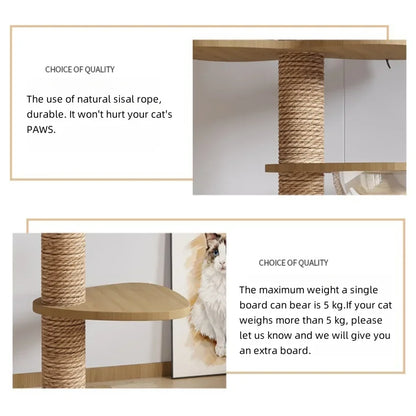 Arbre à chat ajustable du sol au plafond avec condo multi-niveaux, griffoir et hamac, best seller