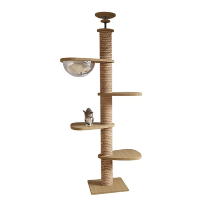 Arbre à chat ajustable du sol au plafond avec condo multi-niveaux, griffoir et hamac, best seller