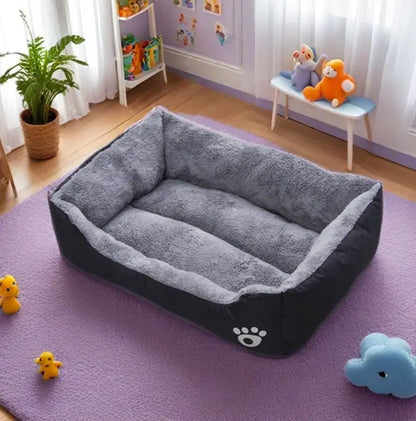 Lit moelleux noir pour chien – Coussin de couchage antidérapant et résistant aux morsures