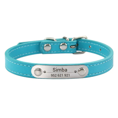 Collier de chien personnalisé avec nom sculpté, ID, Anti-perte, solide, en cuir PU, pour petits, moyens et grands chiens, chiot, chat