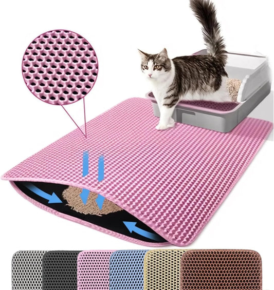 Tapis de Litière Double Couche pour Chat – Imperméable, Antidérapant et Facile à Nettoyer