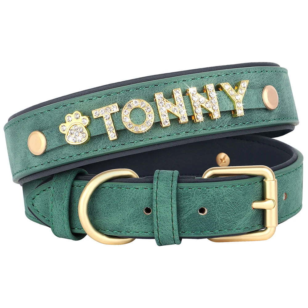 Collier en cuir personnalisé pour chien – Nom gravé gratuit