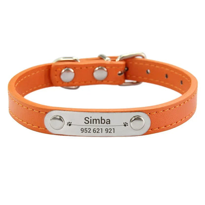 Collier de chien personnalisé avec nom sculpté, ID, Anti-perte, solide, en cuir PU, pour petits, moyens et grands chiens, chiot, chat