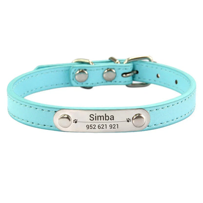 Collier de chien personnalisé avec nom sculpté, ID, Anti-perte, solide, en cuir PU, pour petits, moyens et grands chiens, chiot, chat