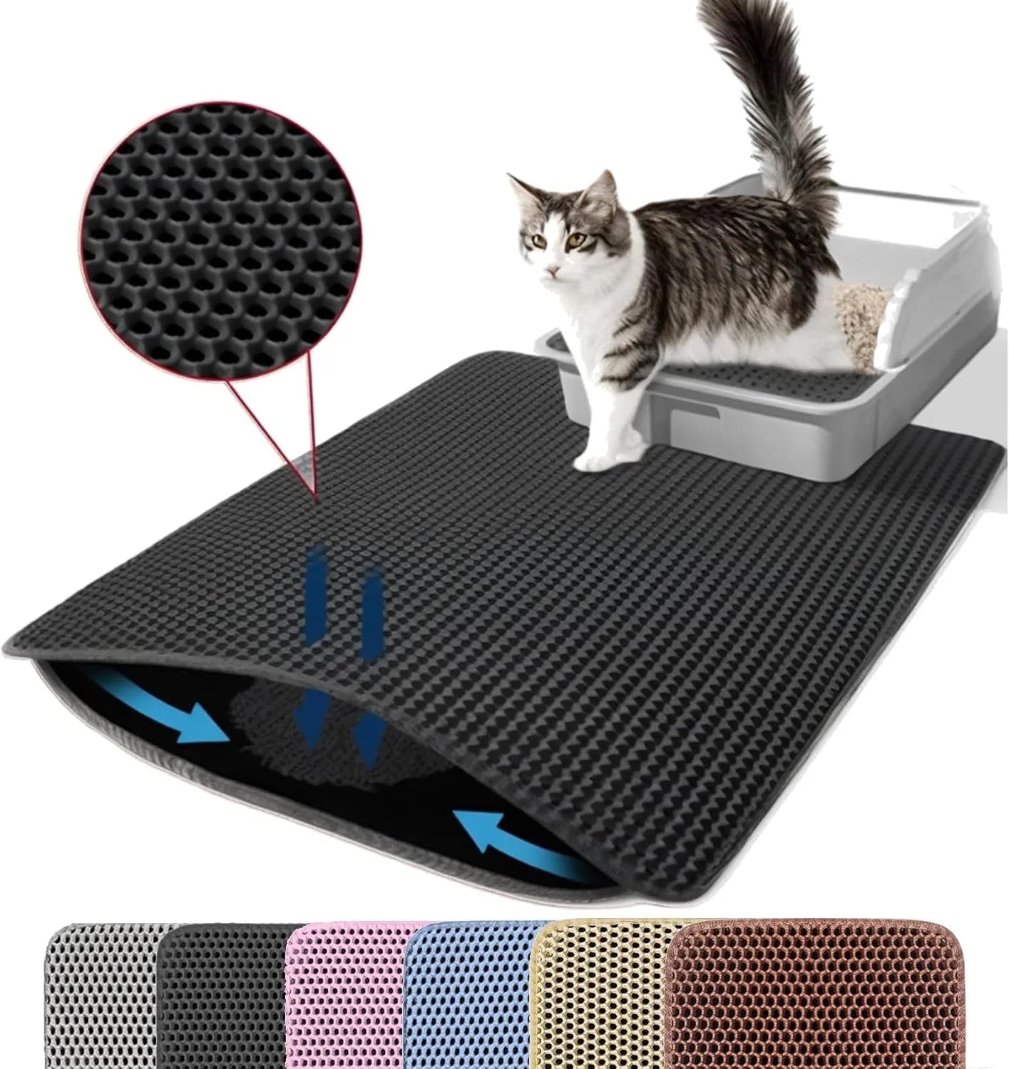 Tapis de Litière Double Couche pour Chat – Imperméable, Antidérapant et Facile à Nettoyer