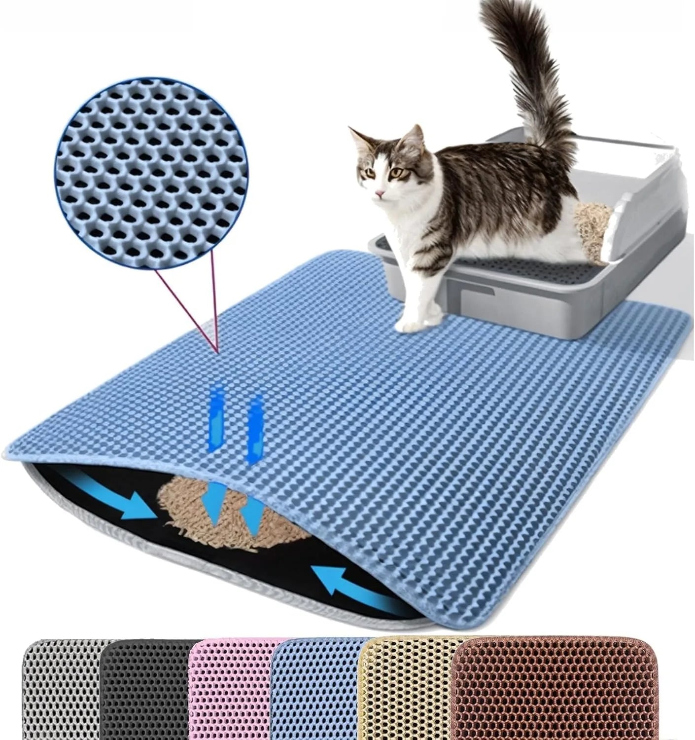 Tapis de Litière Double Couche pour Chat – Imperméable, Antidérapant et Facile à Nettoyer