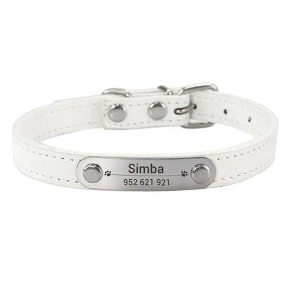 Collier de chien personnalisé avec nom sculpté, ID, Anti-perte, solide, en cuir PU, pour petits, moyens et grands chiens, chiot, chat