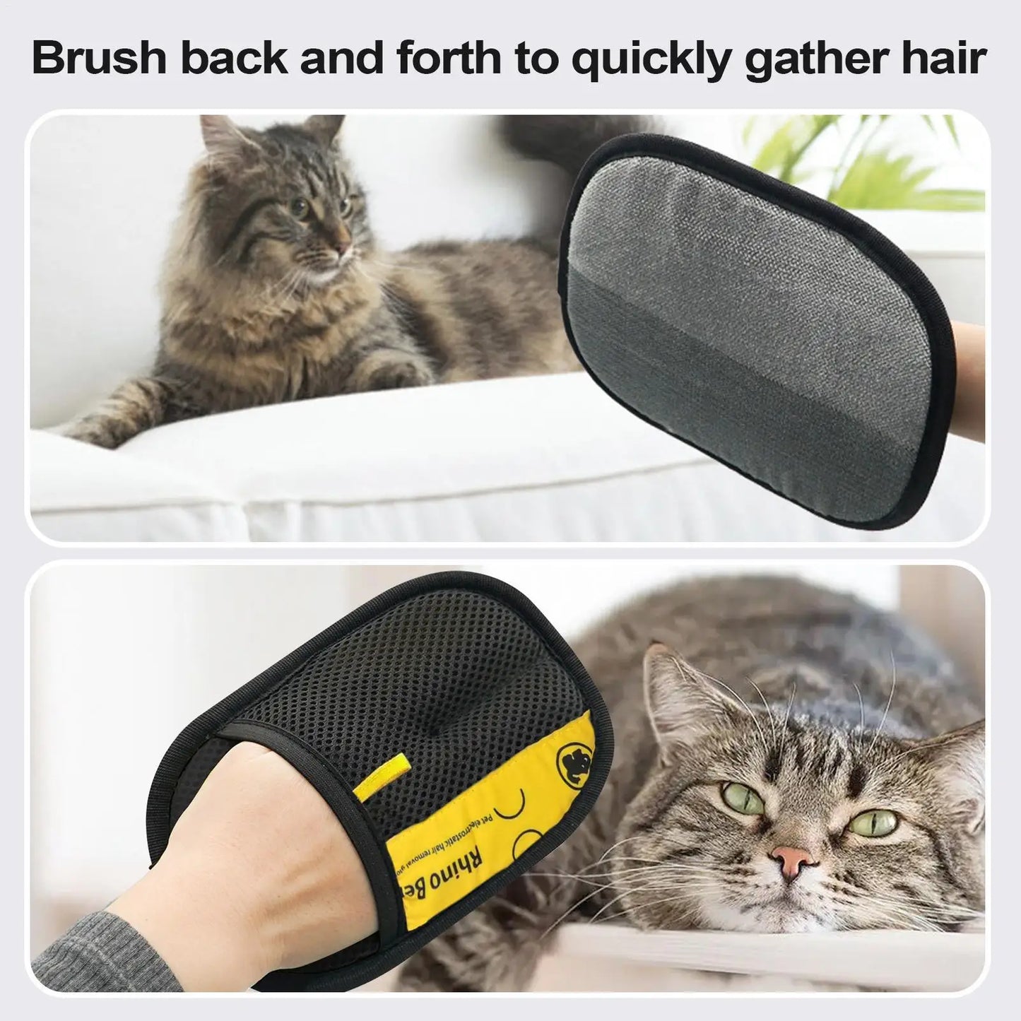 Lot de 2 gants de toilettage pour chats et animaux – brossage, massage et élimination des poils