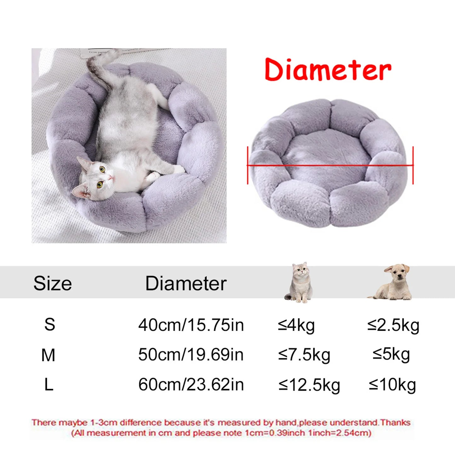 Lit Rond Ultra Doux pour Chien et Chat – Coussin Moelleux et Chaleureux