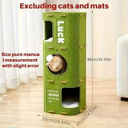Arbre à chat 3D en forme d'arbre avec condo spacieux, griffoirs et jouets suspendus
