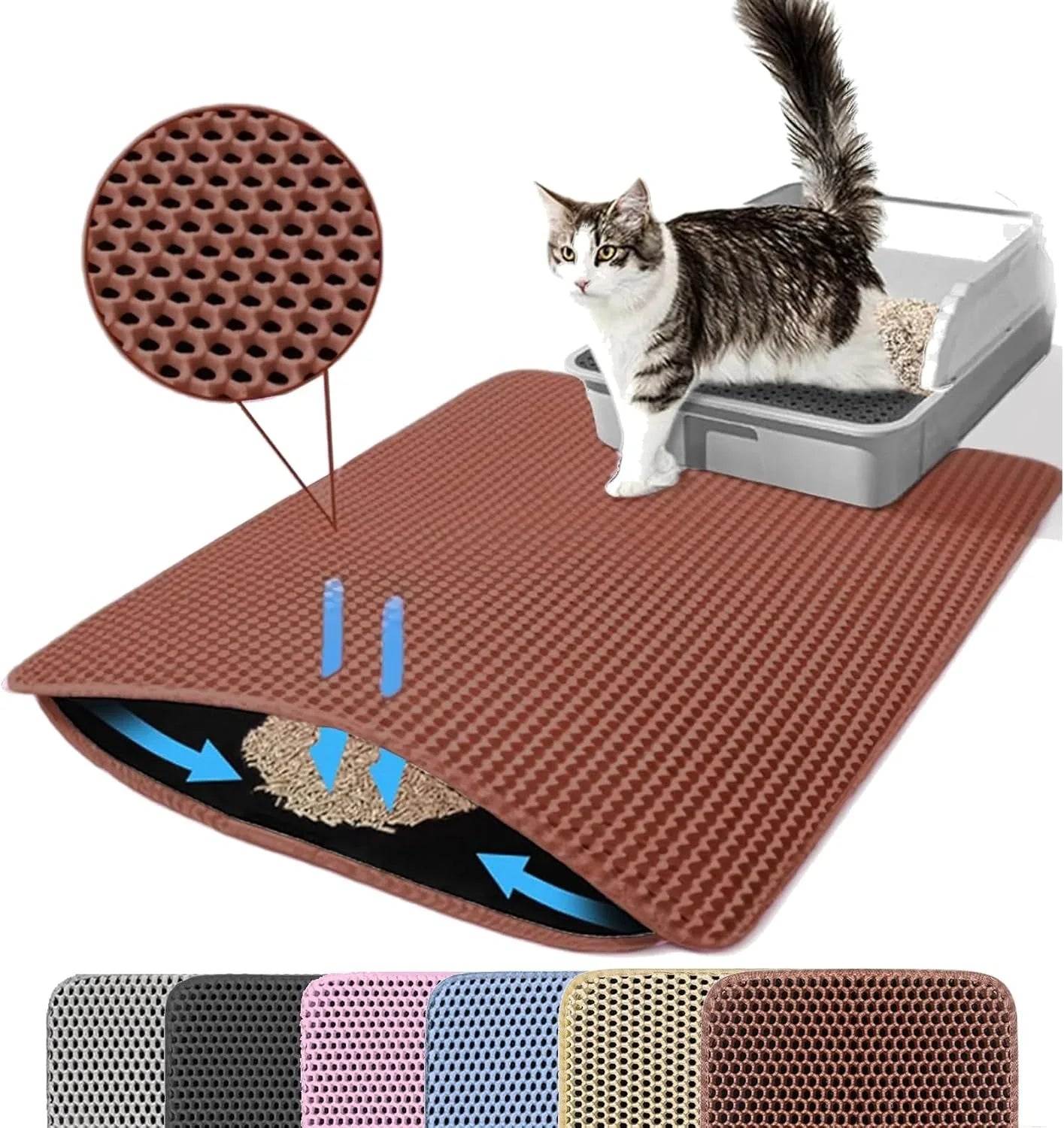 Tapis de Litière Double Couche pour Chat – Imperméable, Antidérapant et Facile à Nettoyer