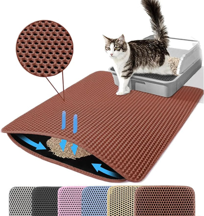Tapis de Litière Double Couche pour Chat – Imperméable, Antidérapant et Facile à Nettoyer