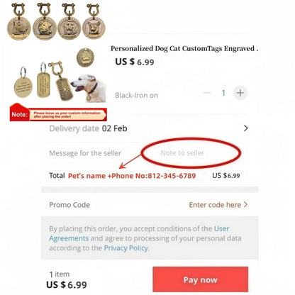 Paws & Loves™ Smart ID Tag – Pendentif Personnalisé pour Collier de Chien