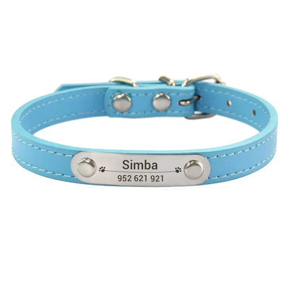 Collier de chien personnalisé avec nom sculpté, ID, Anti-perte, solide, en cuir PU, pour petits, moyens et grands chiens, chiot, chat
