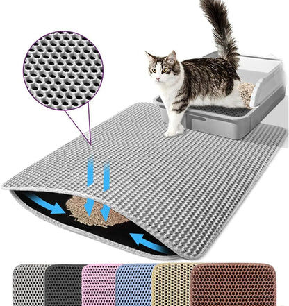 Tapis de Litière Double Couche pour Chat – Imperméable, Antidérapant et Facile à Nettoyer