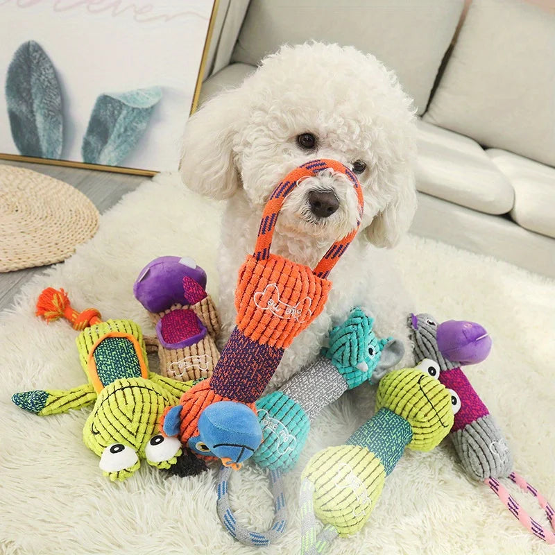 Jouet Résistant pour Chien – Peluche en Velours Côtelé avec Son Amusant